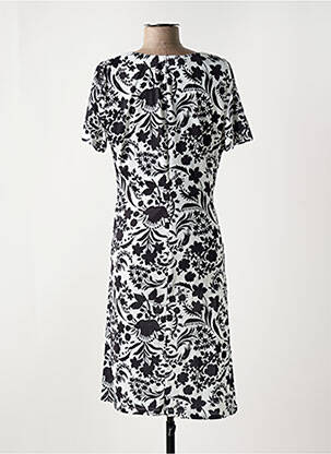 Robe mi-longue imprimé fleurs manches courtes noir DIANA GALLESI femme