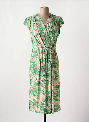 Robe mi-longue imprimé fantaisie manches courtes vert FRIDA MADÉ femme