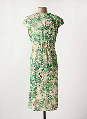 Robe mi-longue imprimé fantaisie manches courtes vert FRIDA MADÉ femme
