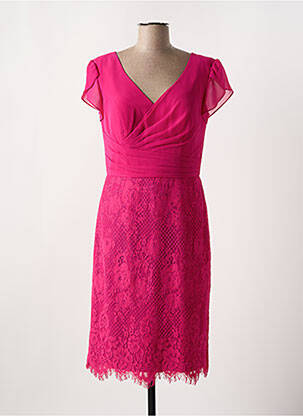 Robe mi-longue fermeture zippée au dos manches courtes rose FASHION NEW YORK femme