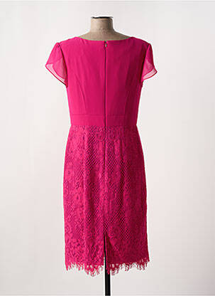Robe mi-longue fermeture zippée au dos manches courtes rose FASHION NEW YORK femme