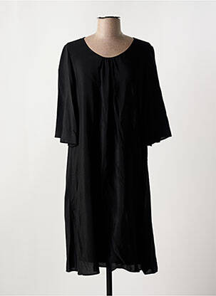 Robe mi-longue tissage crêpe manches courtes noir DIANA GALLESI femme