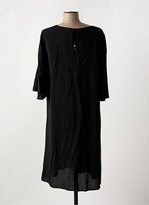 Robe mi-longue tissage crêpe manches courtes noir DIANA GALLESI femme
