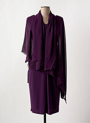Robe mi-longue manches 3/4 manches 3/4 violet FASHION NEW YORK femme