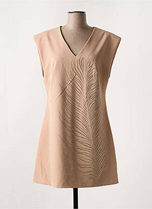 Robe courte fermeture zippée au dos manches courtes beige CIVICO 1 femme