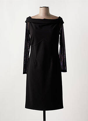 Robe mi-longue manches longues manches longues noir GINA BACCONI femme