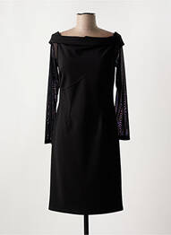 Robe mi-longue manches longues manches longues noir GINA BACCONI femme