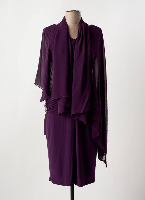 Robe mi-longue manches 3/4 manches 3/4 violet FASHION NEW YORK femme