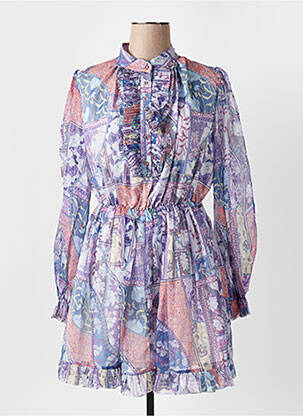 Robe courte coupe fluide manches longues violet CHANCE OFF femme