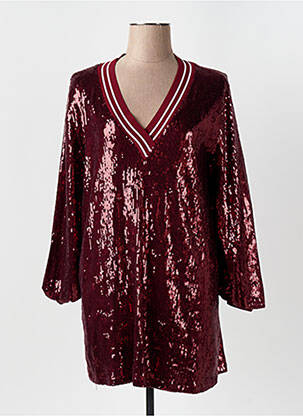 Robe courte coupe fluide manches longues rouge CIVICO 1 femme