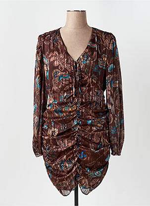 Robe courte manches longues manches longues marron ALTAMIRA femme