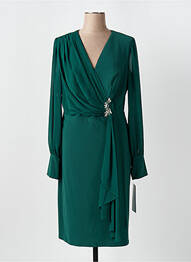Robe mi-longue manches longues manches longues vert FASHION NEW YORK femme
