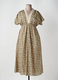 Robe longue manches courtes manches courtes vert ALTAMIRA femme