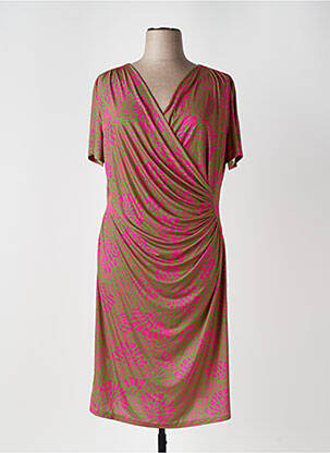 Robe mi-longue imprimé fantaisie manches courtes vert DIANA GALLESI femme