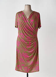 Robe mi-longue imprimé fantaisie manches courtes vert DIANA GALLESI femme