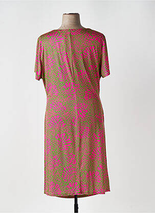 Robe mi-longue imprimé fantaisie manches courtes vert DIANA GALLESI femme