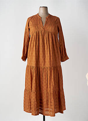 Robe longue manches longues manches longues marron GIOYA & CO femme