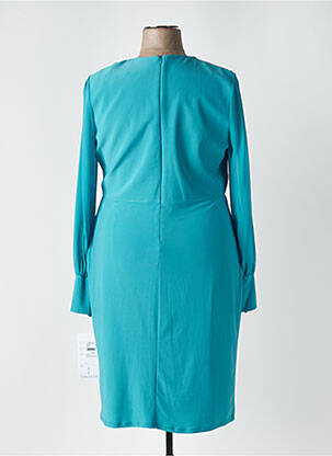 Robe mi-longue tissage crêpe manches longues bleu clair FASHION NEW YORK femme
