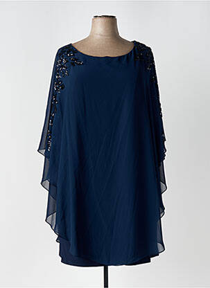Robe mi-longue coupe fluide manches 3/4 bleu fonce FASHION NEW YORK femme