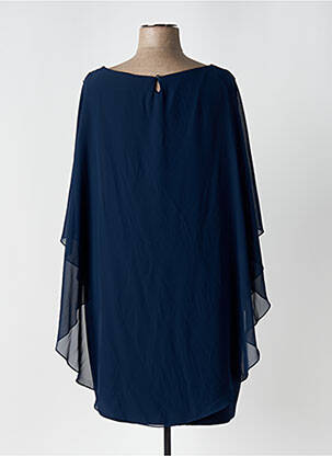 Robe mi-longue coupe fluide manches 3/4 bleu fonce FASHION NEW YORK femme