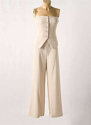 Combi-pantalon tissage crêpe sans manche beige ANGELA DAVIS femme