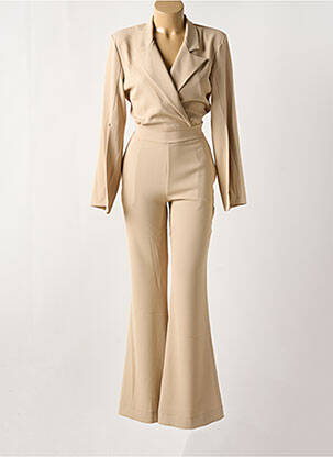 Combi-pantalon tissage crêpe manches longues beige ANGELA DAVIS femme