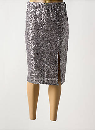 Jupe mi-longue stretch argent ANGELA DAVIS femme