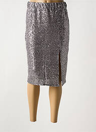 Jupe mi-longue coupe droite argent ANGELA DAVIS femme