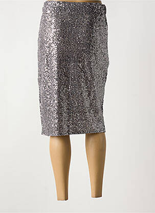 Jupe mi-longue stretch argent ANGELA DAVIS femme