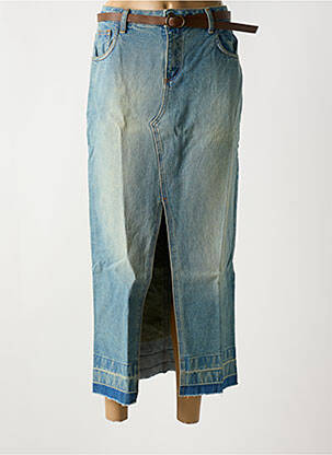 Jupe longue coupe droite bleu ANGELA DAVIS femme