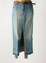 Jupe longue coupe droite bleu ANGELA DAVIS femme