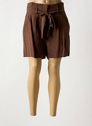 Short fermeture zippée sous rabat avec crochet taille normale marron ANGELA DAVIS femme