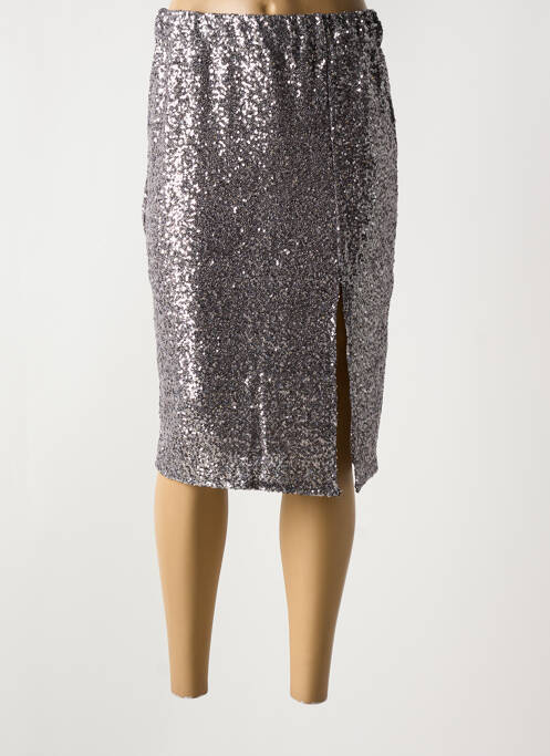 Jupe mi-longue stretch argent ANGELA DAVIS femme
