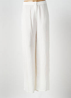 Pantalon large fermeture zippée sous rabat boutonné taille haute blanc DIANA GALLESI femme