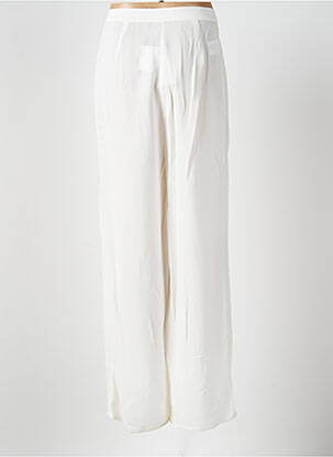 Pantalon large fermeture zippée sous rabat boutonné taille haute blanc DIANA GALLESI femme