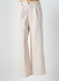 Pantalon droit tissage crêpe taille haute beige EXQUISS'S femme