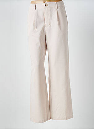 Pantalon droit tissage crêpe taille haute beige EXQUISS'S femme