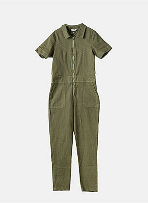 Combi-pantalon col chemisier manches courtes vert fonce PAKO LITTO femme