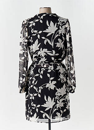 Robe mi-longue imprimé fleurs manches longues noir LPB femme