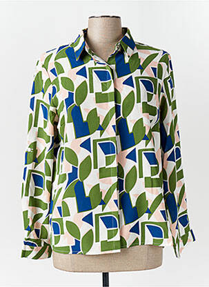 Chemisier tissage crêpe manches longues vert SARAH JOHN femme