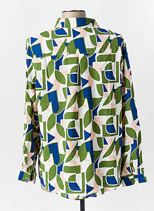 Chemisier tissage crêpe manches longues vert SARAH JOHN femme