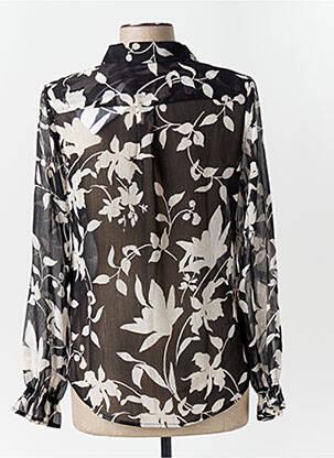 Chemisier imprimé fleurs manches longues noir LPB femme
