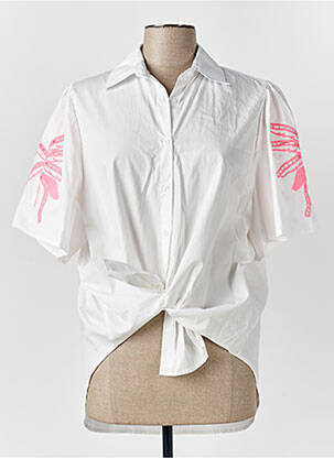 Chemisier coupe droite manches courtes blanc JS MILLENIUM femme