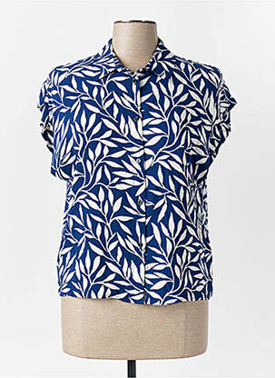 Chemisier coupe cintrée manches courtes bleu LPB femme