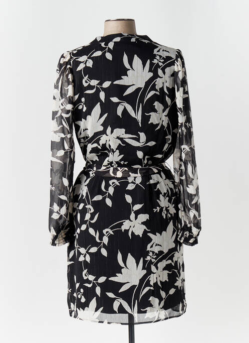 Robe mi-longue imprimé fleurs manches longues noir LPB femme