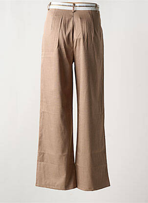 Pantalon flare taille à pinces taille haute marron PEACE N'LOVE femme