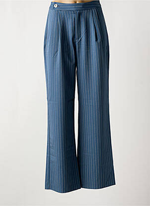 Pantalon flare taille à pinces taille haute bleu TIFFOSI femme