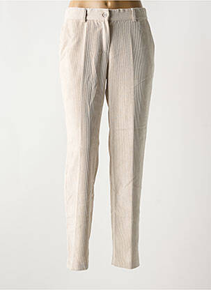 Pantalon chino fermeture zippée sous rabat boutonné taille haute beige BARILOCHE femme