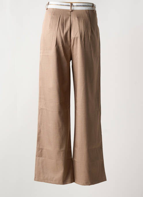 Pantalon flare taille à pinces taille haute marron PEACE N'LOVE femme