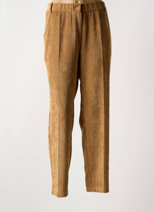 Pantalon chino fermeture zippée sous rabat boutonné taille haute marron BARILOCHE femme